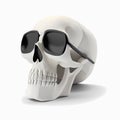 Funny skull in glasses isolated on white background