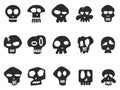 Funny skull icons set