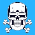 Funny skull. Modern logo. Skull with bones.