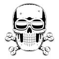 Funny skull. Modern logo. Skull with bones.