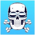 Funny skull. Modern logo. Skull with bones.