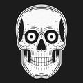 Funny skull. Modern logo. Retro skull dude.