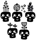 Funny Skulls With Flowers.