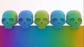 Conceptual illustration with multicolored plastic skulls