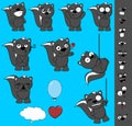 Funny Skunk cartoon expression set