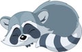 Funny sleeping cartoon raccoon