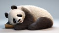 Funny sleepy panda. Panda Bear Sleeping on Tree Branch. Cute Lazy Baby Panda Sleeping. generative ai
