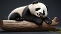 Funny sleepy panda. Panda Bear Sleeping on Tree Branch. Cute Lazy Baby Panda Sleeping. generative ai