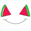 Funny sliced slices watermelon smile, .