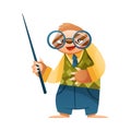 Funny Sloth Mammal as Teacher Wearing Glasses Holding Pointer Vector Illustration