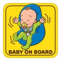 Funny small baby with dummy in the car seat Royalty Free Stock Photo