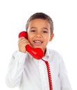 Funny small child talking on the phone Royalty Free Stock Photo