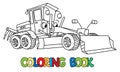 Funny small grader car with eyes. Coloring book