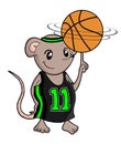 Funny small rat playing basket Royalty Free Stock Photo