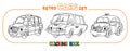 Funny small retro taxi cars coloring book set Royalty Free Stock Photo