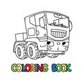 Funny small truck or tractor. Coloring book