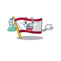 Funny and Smart Professor flag french polynesia Scroll mascot holding glass tube