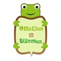 Funny smile cute cartoon turtle or frog self business frame with text vector kids illustration Royalty Free Stock Photo