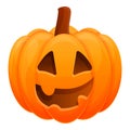 Funny smile pumpkin icon, cartoon style