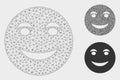 Funny Smile Vector Mesh Network Model and Triangle Mosaic Icon