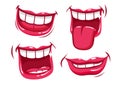 Mouths smiling. Vector illustration set