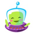 Funny smiley alien, cute cartoon monster. Colorful vector Illustration Royalty Free Stock Photo
