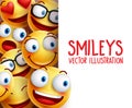 Funny smiley face vector characters happy smiling in the background