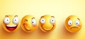 Funny smileys vector faces with happy smile with separated one