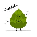 Funny smiling artichoke, character for your design