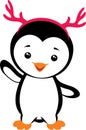 Funny smiling baby penguin. Simple flat drawing