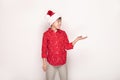Funny smiling child boy in Santa red hat Royalty Free Stock Photo