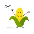 Funny smiling corn, character for your design