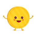 Funny smiling cute gold coin. Vector