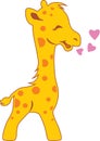 Funny smiling giraffe with hearts