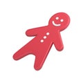 Funny smiling glossy red gingerbread man with white buttons and eyes smile realistic vector