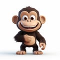 Funny Smiling Monkey: A Charming 3d Pixar Chimp In Toy-like Proportions