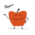 Funny smiling paprika, character for your design