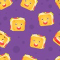 Funny Smiling Sandwich Character Seamless Pattern, Childish Design Element Can Be Used for Wallpaper, Packaging