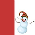 Funny Smiling Snowman with Hat and Carrot Nose Royalty Free Stock Photo