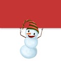 Funny Smiling Snowman with Hat and Carrot Nose Royalty Free Stock Photo