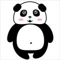 Funny smiling stylized linear black and white standing panda