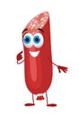 Funny smoked sausage on white background, funny character collection