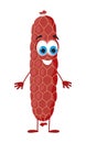 Funny smoked sausage on white background, funny character collection