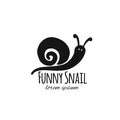 Funny snail, black silhouette for your design