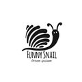 Funny snail, black silhouette for your design