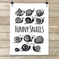 Funny snail, black silhouette for your design