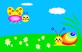 Funny snail and butterfly