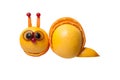 Funny snail made of orange, grape