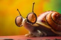 Funny snail wearing sunglasses in studio with a colorful and bright background. Generative AI