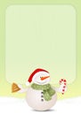 Funny snowman with candy cane